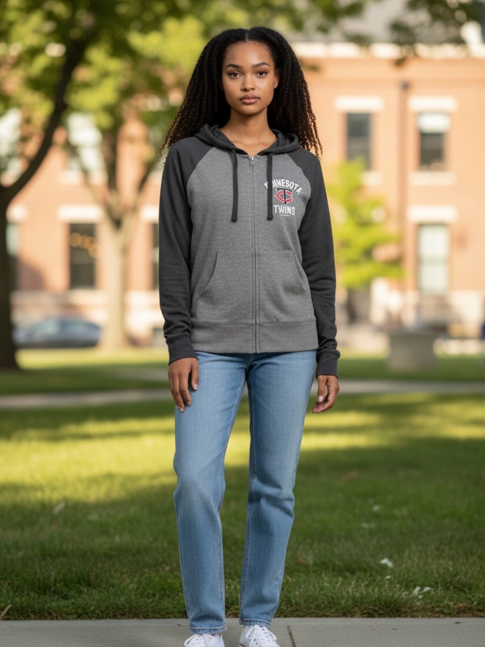 Genuine Merchandise Charcoal & Heather Gray Minnesota Twins Raglan Zip Hoodie